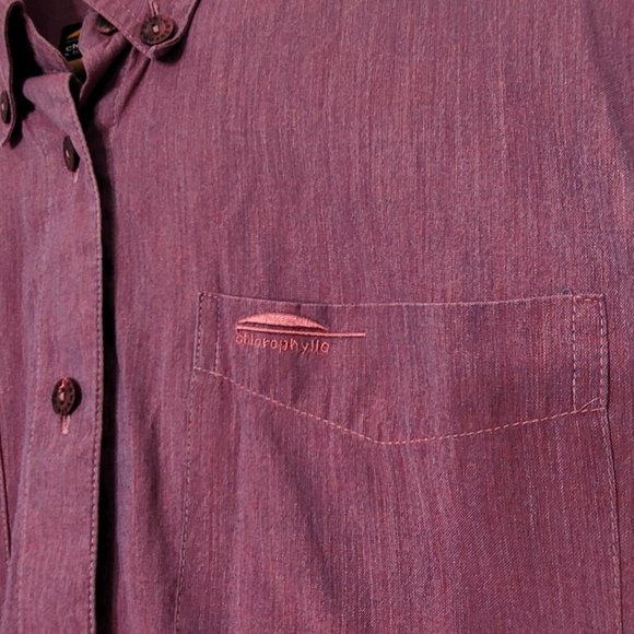 Chlorophylle Long Sleeve Button Down Shirt Blouse Top Maroon Roll Tab Sleeves M - Picture 3 of 12